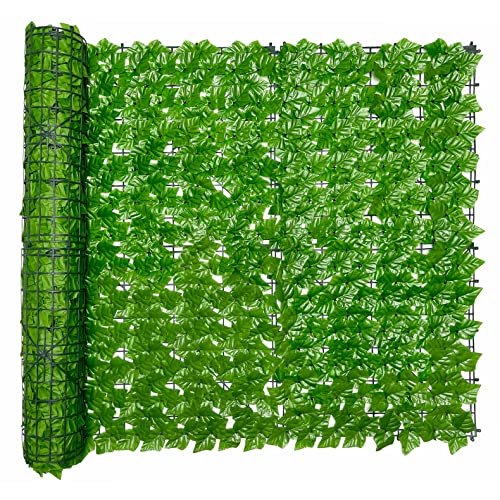 Bybeton Artificial Ivy Privacy Fence Panels, 40" X 120" UV-Anti Light Green Faux Vines Leaf Grass Wall for Patio Balcony Privacy, Garden, Backyard Greenery Wall Backdrop and Fence Decor. - color: Light Green - Vines, size: 40 x 120 in