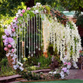 XunYee 16 Pcs Wisteria Artificial Flowers Garland and Crystal Garland Set 4 Pcs Total 72 ft White Silk Wisteria 12 Acrylic Crystal Strands for Wedding Arch Backdrop Home Garden Decor