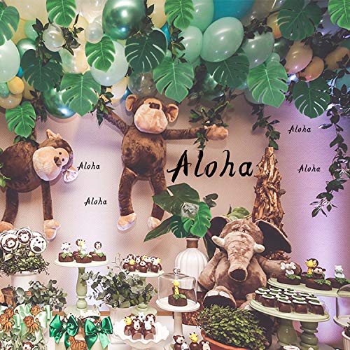 100Pcs Palm Leaves Artificial Tropical Monstera Plant Fake Leaves Safari Birthday Decorations,Jungle Theme Party Supplies,Faux Green Leaf for Hawaiian Luau Tiki Aloha Beach BBQ Table Decoration 3 Size