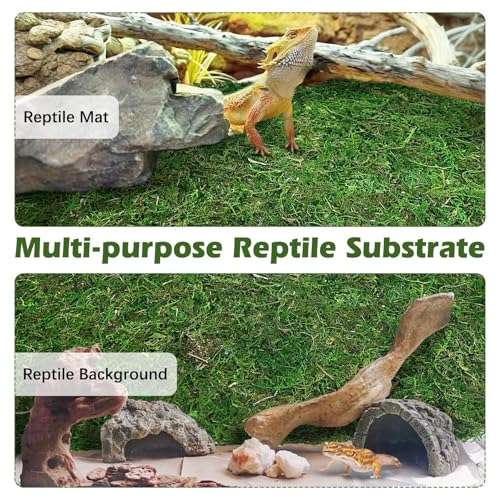 Reptile Carpet Cuttable Terrarium Mat Artificial Moss Reptile Liner Green Substrate Flooring Bearded Dragon Tank Accessories for Leopard Gecko Lizard Snake Tortoise (11.81" x 47.24") - size: 12" x 48"
