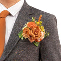 TINGE TIME Luxury Groom Boutonniere for Wedding, 1 PCS Pocket Boutonniere for Men Wedding, Prom, Homecoming, Anniversary, Graduation, Christmas Dinner (Terracotta) - color: Terracotta