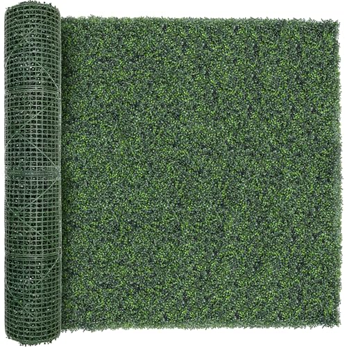 TTTM Artificial Boxwood Hedge Roll: 96"x120" UV-Resistant Faux Green Ivy Leaves Grass Wall Panel Fence for Indoor/Outdoor Privacy Screen, Wedding Backdrops, and Home Greenery Wall Decor. - size: 96"X120"