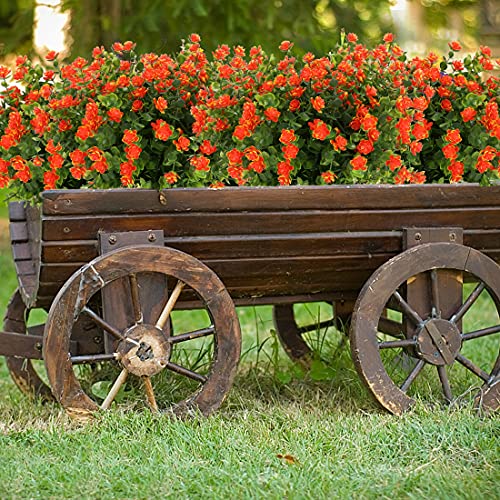 24 Bundles Artificial Flowers Fake Boxwood Shrubs UV Resistant No Fade Faux Greenery Faux Plastic Lotus for Home Garden Hanging Planter Indoor Porch Patio Office Wedding Decoration(Orange Red) - color: Orange Red