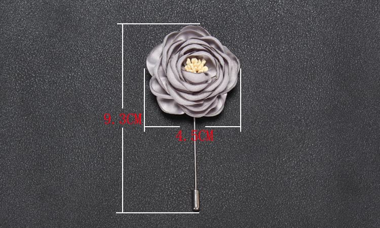 Flairs New York Gentleman's Essentials Premium Handmade Flower Lapel Pin Boutonniere - color: Champagne Gold [Large Peony]