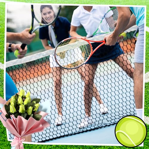 Suhine 12 Pcs Artificial Tennis Rose Flowers Sports Party Favors Bulk for Birthday Graduation Wedding Party Decorations Table Centerpieces Mom Fans Team Coach Senior Night Gift (Tennis Color, Normal) - color: Tennis Color, size: Normal