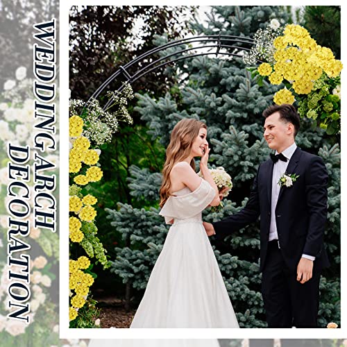 60 Pcs Silk Hydrangea Artificial Flowers Heads with 100 Pcs Stems Faux Flowers for Wedding Centerpieces Long Fake Bouquet for Home Decor Indoor Garden(Yellow)