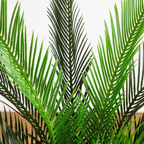 Nearly Natural 40in UV Resistant Artificial Double Cycas Palm Tree in White Planter