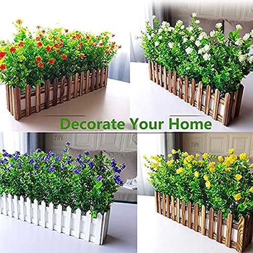 6 Bundles Artificial Fall Flowers for Outdoors,UV Resistant Fake Plastic Plants Artificial Shrubs Fall Flowers Decor of Vase and Outside Window Box, Ferns Plants for Planter-Yellow - color: Yellow, size: 6PCS