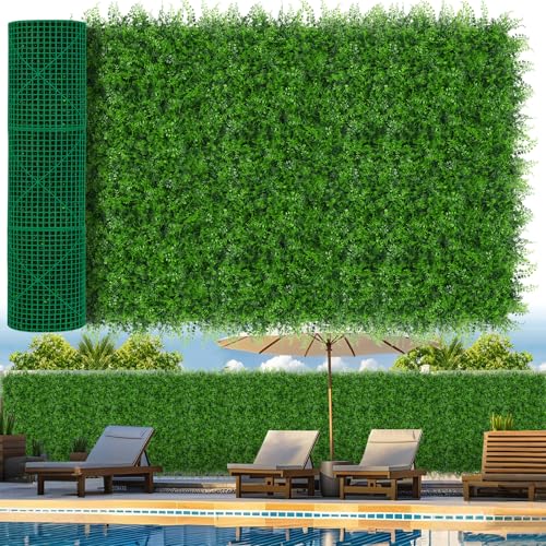 Grooy 60"x160"(67 SQFT) Artificial Hedge Grass Wall Roll Panels, Green Wall Panels, Plant Wall, Greenery Wall Backdrop, UV Protected Privacy Fence Screen for Outdoor Indoor Wedding Décor - color: Fern, size: 60''x160''