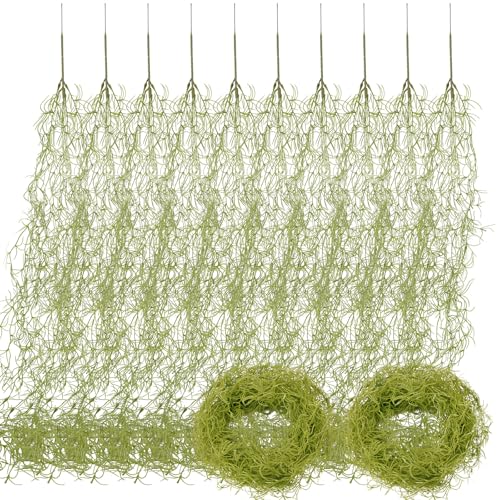 Giegxin Spanish Moss 41'' Fake Hanging Succulents Faux Moss Artificial Succulent Plants Vines Hanging Plants Swamp Decoration Potted Artificial Garland(Grayish Green,12 Pack) - color: Grayish Green