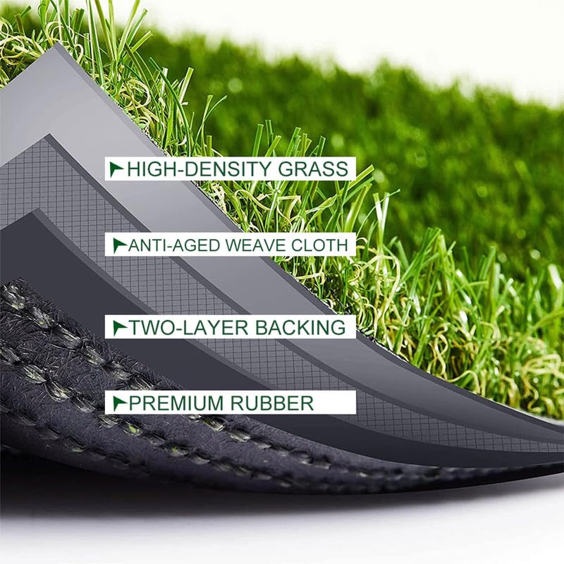 Artificial Grass Astroturf Rug 4FTx6FT(24 Square FT) Fake Grass Pet Dog Mat with Drain Holes Realistic 1.38" Pile Height Indoor Outdoor Artificial Turf Synthetic Turf Thick Faux Grass