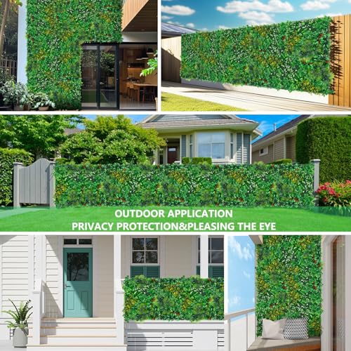 Grooy Grass Wall, Artificial Tropical Boxwood Panels 60"x120"(50 SQFT), Privacy Hedge Fence Screen with UV Protection, Greenery Backdrop for Indoor Home Wedding Decor and Outdoor Patio Backyard - color: Tropical, size: 60''x120''