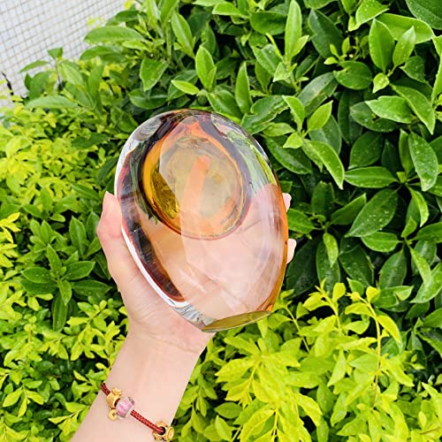 Crystal Vase, Modern Decorative Vase, Minimalist Floral Vase, Light Luxury Style for Home Decor, Centerpiece, Office, Pampas Grass, Dried Flowers, Flowers and Buds (Big Amber) - color: Thin Amber
