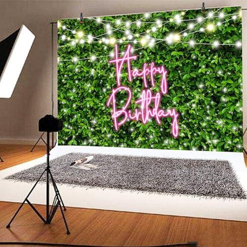 10 x 8 ft Happy Birthday Background Large Green Grass Wall Backdrop Birthday Banner for Woman Men Birthday Party Decorations Photo Props Supplies Polyester - color: Grass, size: 10x8 FT