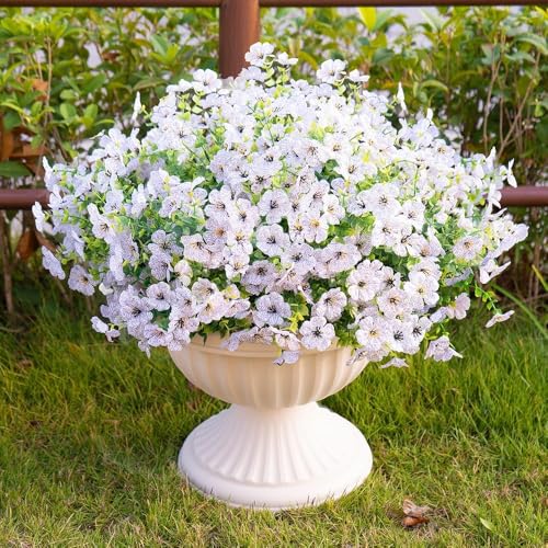 Artificial Flowers 12 Bundles, Faux Daisy and Eucalyptus Greenery Stems for Outdoor Indoor Decor - Fake Plants for Home, Garden, Patio, Porch Decoration - color: White