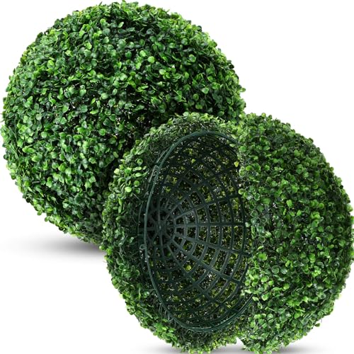 Hotop 2 Pcs 11 Inch Artificial Plant Topiary Ball 4 Layers Garden Spheres Boxwood Balls Artificial Topiaries Spheres Decorative Plants for Backyard, Balcony, Garden, Indoor Outdoor Decor(Green) - color: Green, size: 11 Inch