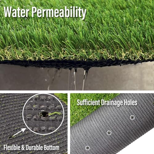 Artificial Grass Turf Outdoor, 4FT x 7FT (28 Square Feet) 1.38" Thick Fake Realistic Pet Grass Rug Synthetic Lawn Carpet, Astroturf Faux Indoor Landscape for Patio, Garden, Yard, Balcony - color: Width: 4 Ft, size: Length: 7 FT