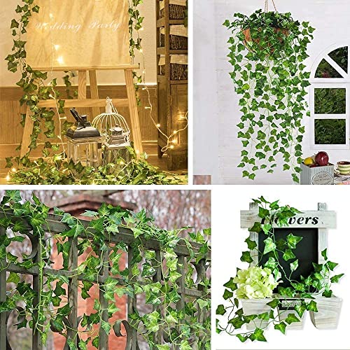 Unilove 84 feet 12 Pack Fake Vines Artificial Ivy Leaves Plants Hanging Greenery Plant Garland for Bedroom Office Wall Decor Indoor Outdoors (84Ft Ivy Leaves) - color: 84ft Ivy Leaves