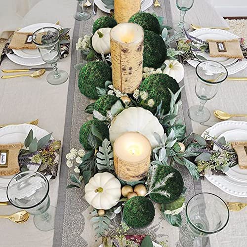 Qingbei Rina Large Green Moss Balls Decorative(4"-Set of 6), 4 Inch Decorative Moss Ball for Bowls, Vase Filler Bowl Fillers for Centerpiece, Handmade Natural Moss Balls,Wedding Party Home Decor