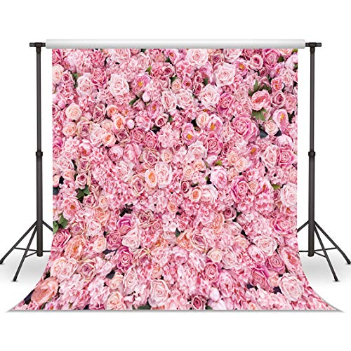Flower Wall Backdrop Pink Rose Floral Photography Backdrop Ideal for Wedding Valentine's Day Girl's Party Portrait Photo Shoots Bridal Showers Studio Props 8x8FT 11990 - size: 8x8FT