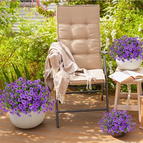 Sggvecsy Artificial Flowers for Outdoors 12 Bundles Realistic Faux Plants UV Resistant Fake Silk Daisy with Eucalyptus for Boxwood Planter Patio Porch Outside Spring Summer Decoration(Purple) - color: Purple