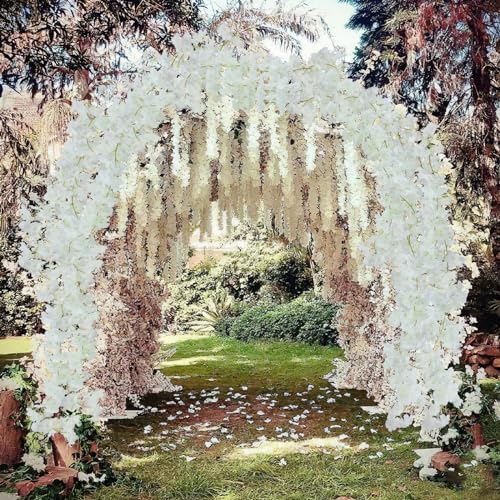 CITYES 3 Pcs Cherry Blossom Garland Hanging Cherry Blossom Vines 18.48 ft White Artificial Cherry Blossom Flower Vines Fake Silk Flower Garland Outdoors for Home Wedding Garden Party Arch Decor - color: White