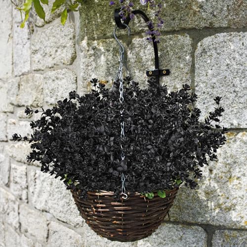 AmyHomie 16 Bundles Black Eucalyptus Artificial Flowers for Outdoor UV Resistant Faux Flowers No Fade Fake Plastic Plants Garden Porch Window Box Decorating - color: Black-eucalyptus, size: 16