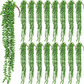 Janinka 16 Pcs Artificial Succulents Bulk Hanging Plants 24 Inches Large Fake String of Pearls Fake Plants Wall Greenery Decor for Garden Indoor Outdoor Decoration