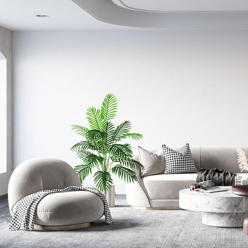 90-120cm Large Artificial Palm Tree Tropical Fake Plants Green Plastic Palm Leafs Big Monstera Tree Branch for Home Garden Decor (90cm 9 Leaves)