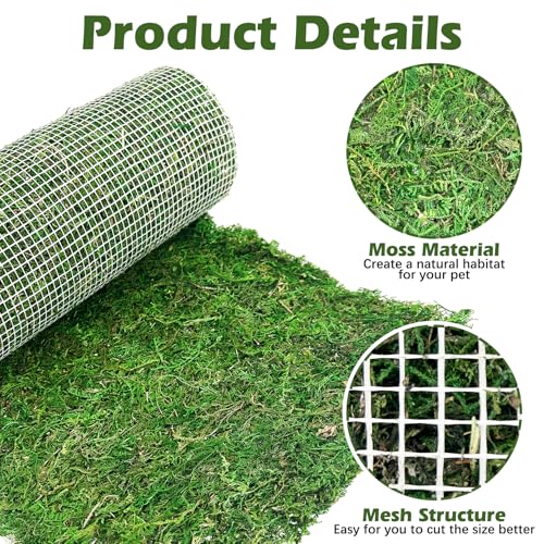 Reptile Carpet Cuttable Terrarium Mat Artificial Moss Reptile Liner Green Substrate Flooring Bearded Dragon Tank Accessories for Leopard Gecko Lizard Snake Tortoise (11.81" x 47.24") - size: 12" x 48"