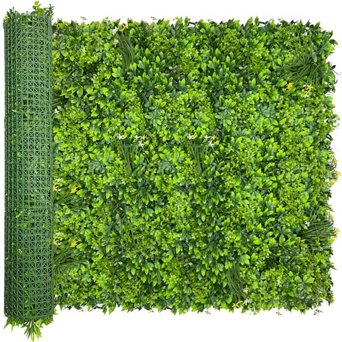 ODTORY Artificial Plant Wall Roll: 48 X120 in (40 sqft) UV-Anti Ivy Privacy Fence Screen Faux Greenery Panels Backdrop Boxwood Ivy Vine Leaf Hedge Fence for Indoor Outdoor Green Decor - size: 4 ft x 10 ft- Boxwood