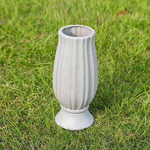 Cemetery Vase with Metal Spike for Artificial Flower Grave Decorations | Cemetery vases for grave，Flower holder for cemetery，Cemetery decorations for grave - color: Grey Granite