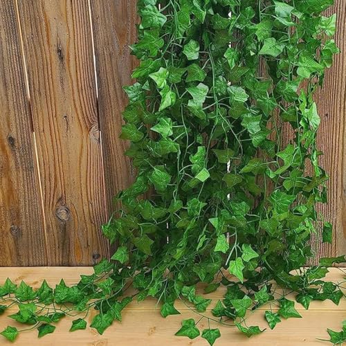 Fake Vines 24 Pack 174 FT Artificial Ivy Hanging Garland Ivy Bulk Fake Leaf Vines UV Resistant Silk Greenery Garland Backdrop Draping Plants for Bedroom Garden Office Wedding Wall Décor - color: Green, size: 24PCS - 174FT