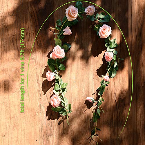 FiveSeasonStuff Dreamy Pink Artificial Silk Roses Flower Garland, Bendable Hanging Vines (2pcs, 11ft) - color: Dreamy Pink