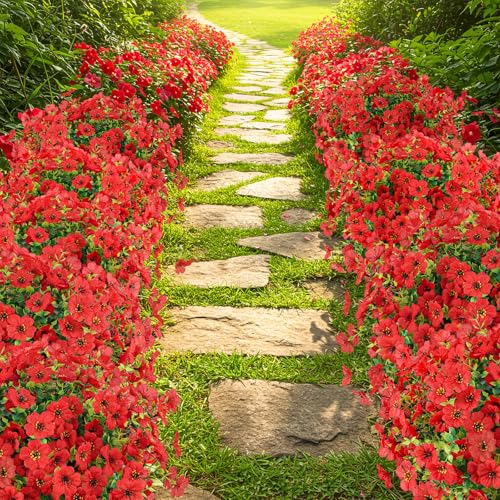 ATTGREAT Artificial Flowers Outdoors Faux Plants UV Resistant Fake Flowers Daisy 12 Bundles Plastic Greenery Plnats Outside for Garden Planter Patio Porch Spring Summer Home Home Decor, Red - color: Red, size: 12PCS