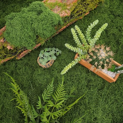 Fake Moss for Crafts 39" x 39" Faux Moss Mat with Base Fabric for Plants and100g Decorative Artificial Moss Green Faux Grass for Planters Crafts DIY Fairy Garden(Dark Green) - color: Dark Green