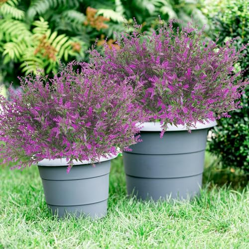 42 Pcs Fake Lavender Flowers Outdoor UV Resistant Faux Plastic Lavender Flowers No Fade Artificial Lavender Purple Plants for Outside Garden Porch Window Box Hanging Planter Decor (Fushia) - color: Fushia, size: 42 Pcs