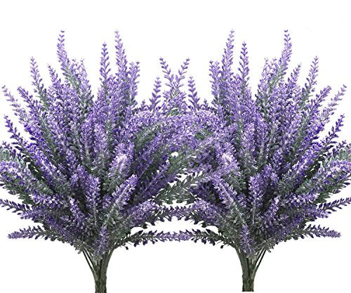 CATTREE Fake Flowers Lavender for Decoration, Flocked Plastic Faux Flower Artificial Plants Outdoor Bundle Wedding Bouquet Indoor Home Kitchen Table Centerpieces Arrangements Christmas Decor 8 Pcs - color: Lavender-8pcs