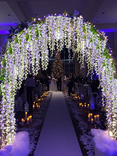 DearHouse 12 Pack 3.6 Feet Artificial Fake Wisteria Vine Ratta Hanging Garland Silk Flowers String Home Party Wedding Decor (Purple 2)