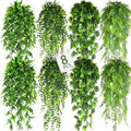8 Pack Artificial Hanging Plants Fake Greenery Plants Fake lvy Vine for Home Wall Garden Indoor Outdoor Decoration (31'' Faux Boston Ferns,Palm Leaves)