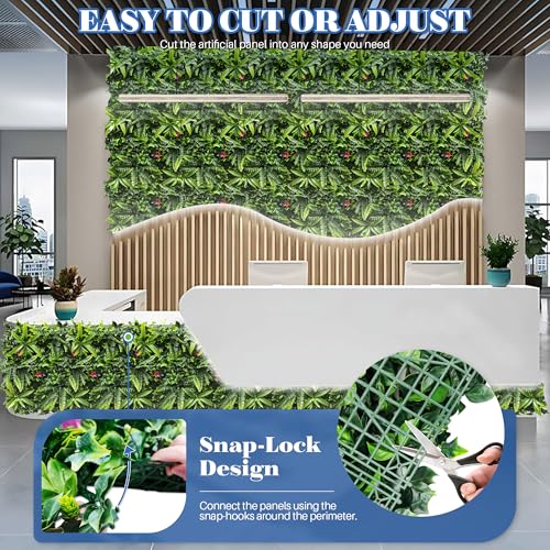 ECOOPTS 20"x20" Faux Ivy Privacy Fence Screen Artificial Boxwood Panels Topiary Hedge Plants for Indoor Outdoor Decoration, #7 Mixed Leaves, 6 Packs - color: #7 Mixed Leaves, size: 20"x20"