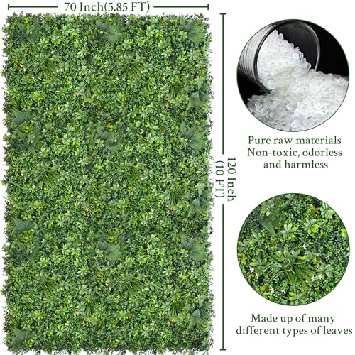 ODTORY Artificial Green Wall Roll: 70"x120" UV-Anti Faux Ivy Greennery Boxwood Privacy Backdrop Fence Screen Panels for Party Garden Decor,Indoor Outdoor Patio Balcony - size: 70 X 120 IN