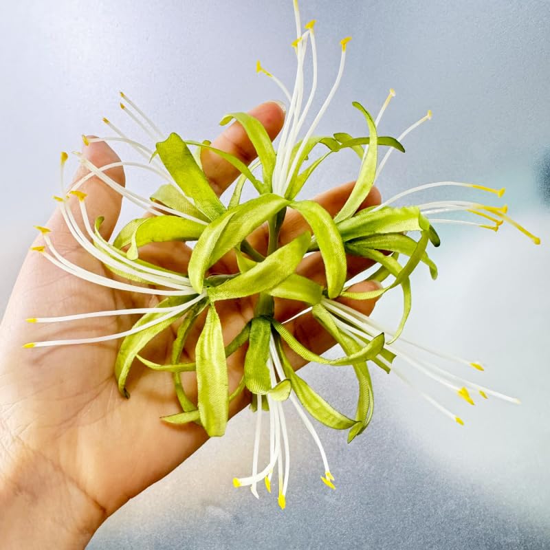 Silk Spider Plant Fake Flowers Heads,Artificial Flowers Spider Silk Flowers for Crafts,Fake Flowers Bulk,Artificial Flowers for Cake Decoration Wedding Party Birthday Home Décor (3, Green) - color: Green