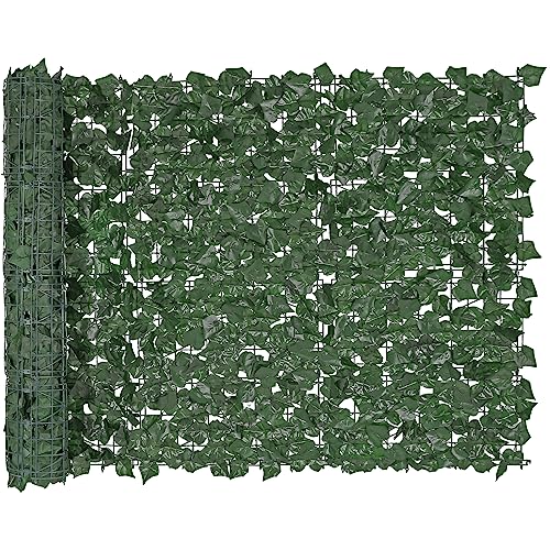 VEVOR Artificial Ivy Privacy Fence Screen, 39 x 98 in Faux Ivy Vine Leaf Hedges Fence, Greenery Privacy Fence with Strengthened Joint, Green Wall Decoration for Outdoor Garden, Yard, Balcony - color: Ivy, size: 39 x 98 inch