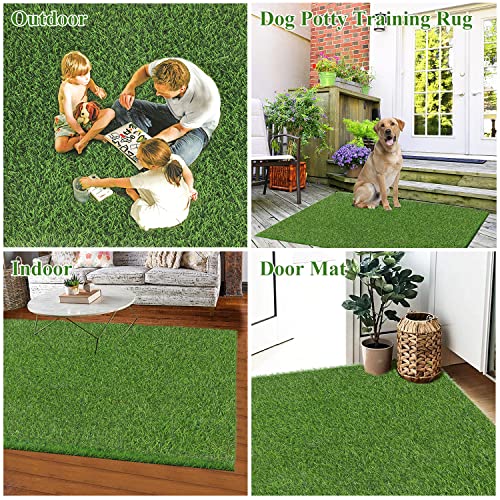Bsmathom Artificial Grass Rug Indoor Outdoor Rug, Dog Grass Mat with Drainage Holes, Synthetic Artificial Grass Turf Fake Grass Rug Door Mats for Balcony Patio Lawn Garden(51.2 x 31.5Inch) - size: 51.2 x 31.5 Inches
