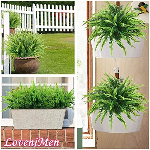 Artificial Boston Fern Plant Bushes, Plastic Shrubs Grass Leaves Fake Plants Outdoor Indoor Greenery Home Garden Décor UV Resistant Table Centerpieces DIY Decoration Planting Filler 8 Pack - color: Persian Grass/ 8 Pcs