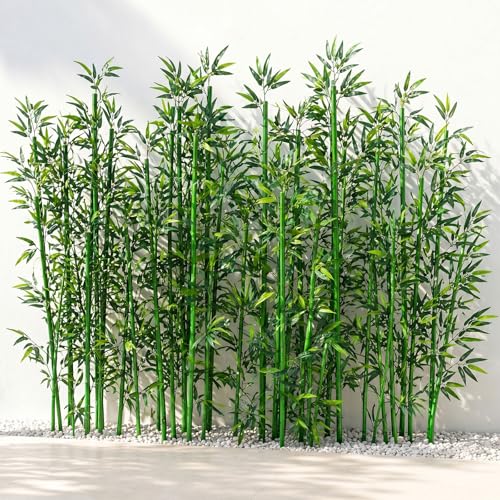 4 FT Fake Bamboo Plant Indoor: 10 Packs Artificial Privacy Tall Tree Decor, Faux Bamboo for Outdoor or Office or Home
