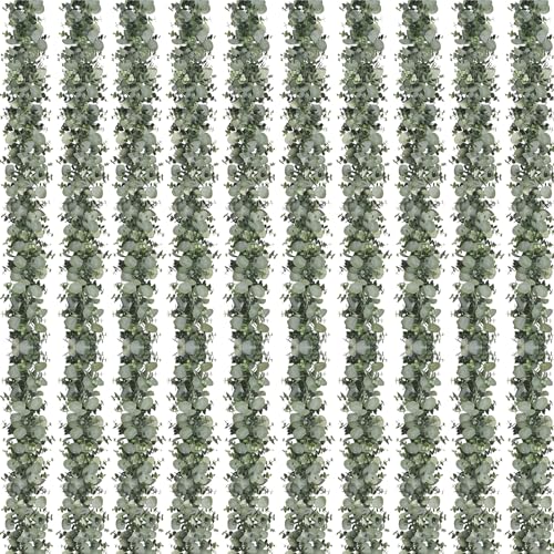 Dolicer 10 Packs 6FT Artificial Eucalyptus Garland, Faux Greenery Garland Hanging Fake Silver Dollar Eucalyptus Leaves Vines for Wedding Backdrop Arch Table Wall Party Home Decor - color: Grey Green, size: 10 Packs