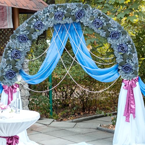 Pack of 6 Artificial Flower Wedding Arch Decorations, 18 inch Floral Centerpieces for Party Bridal Shower Event Table Wall Arrangement - Dusty Blue - color: Dusty Blue, size: Pack of 6 Flower Arrangements