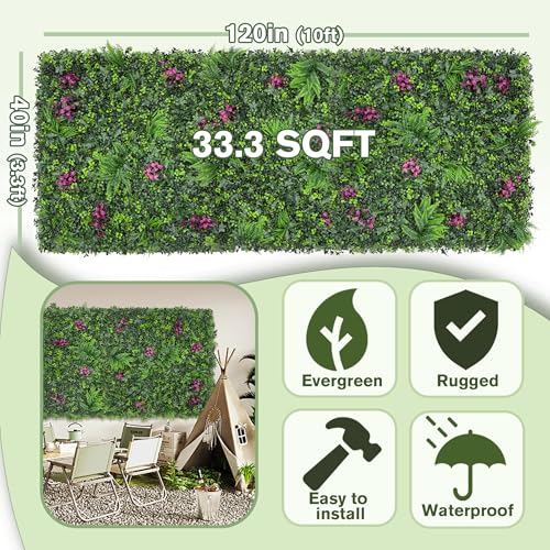 Greenery Grass Wall Boxwood Plant Roll: 40"x120"(33.5 SQFT) with UV Resistant Green Leaves Faux for Interior Wall, Greenery Backdrop,Garden and Indoor Outdoor Plant Panel Covering Privacy - color: 3d Style 2, size: 40"x120"
